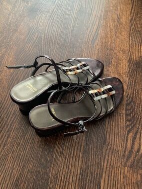 Stuart Weitzman Tortoiseshell Patent Leather Wedges